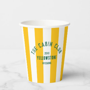 The Cabin Club Custom Crest Yellow Park Stripe Paper Cups