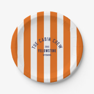 The Cabin Crew Custom Crest Orange Park Stripe Paper Plate