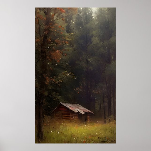 The Cabin in The Woods - Colourful Painting Poster (Front)
