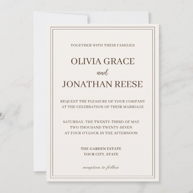 The Cacao: Wedding Invitation (Front)