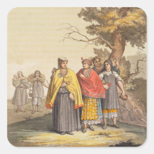 The Caciche Indians in Traditional Costumes, Nova Square Sticker