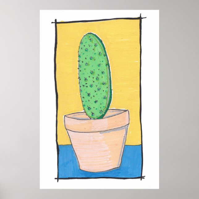 The cactus - original drawing, simple and quirky poster (Front)
