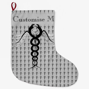 The Caduceus (Black) Large Christmas Stocking