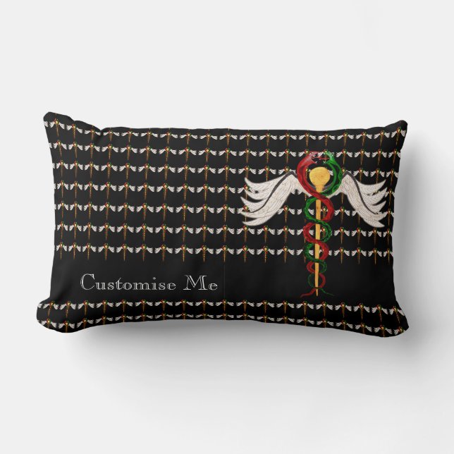 The Caduceus (Full Colour) Lumbar Cushion (Front)