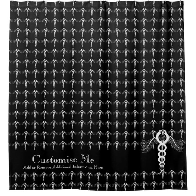 The Caduceus (White) Shower Curtain (Front)