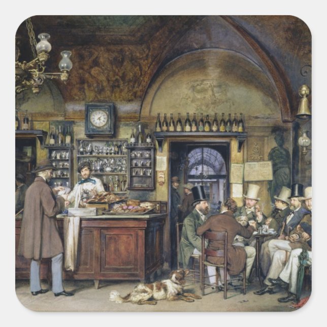 The Cafe in Rome, 1856 Square Sticker (Front)