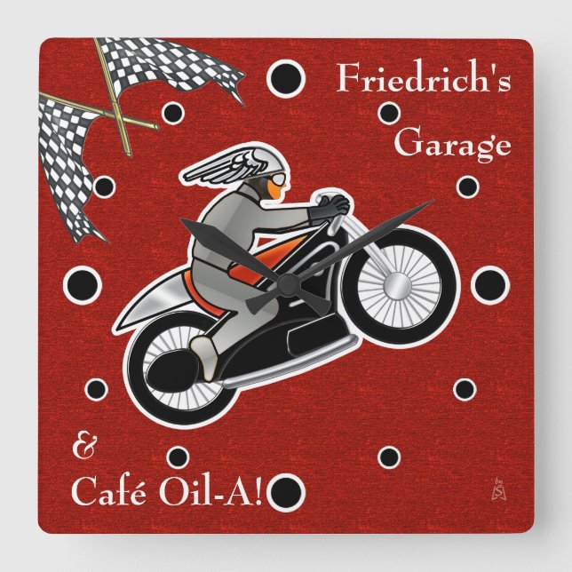 The Cafe Racer (Personalised) - Sq. Square Wall Clock (Front)