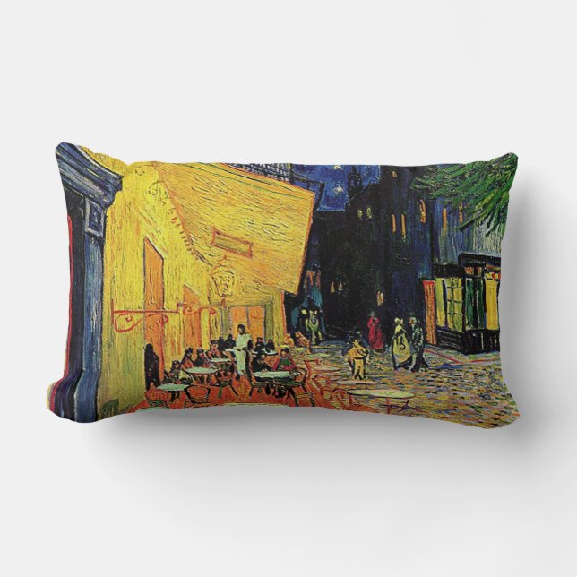 The cafe terrace on the place du forum, Arles, at Lumbar Cushion (Front)