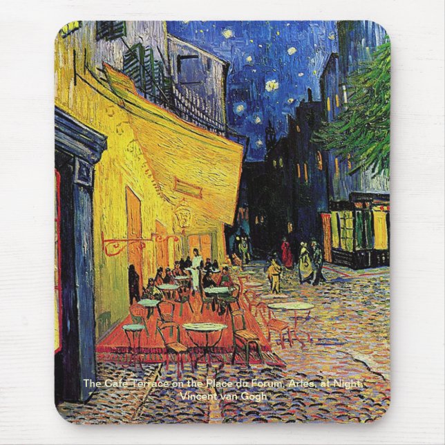 The cafe terrace on the place du forum, Arles, at Mouse Pad (Front)