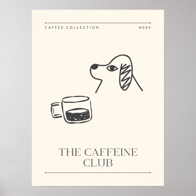 The Caffeine Club Funny Kitchen Print (Front)