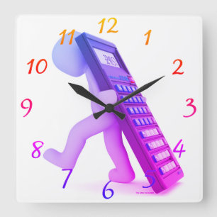 "The Calculator Carrier" Square Wall Clock