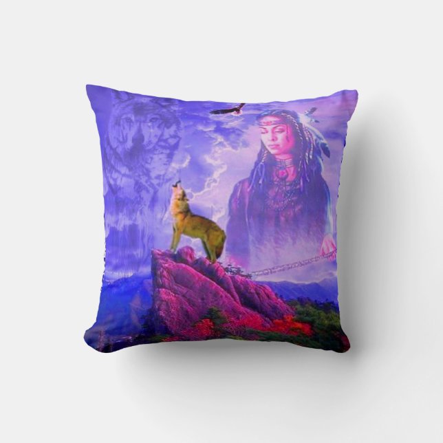 The Call Of The Great Wolf Spirit Cushion (Front)