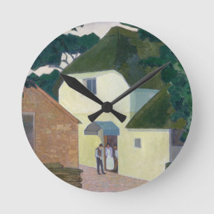 The Caller at the Mill (oil on canvas) Round Clock