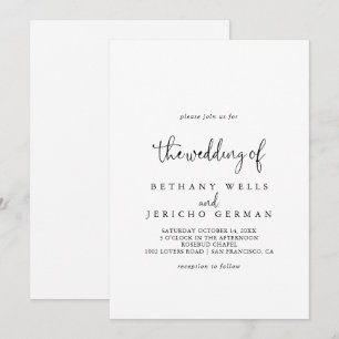 The Calligraphy Elegant Script Wedding Of  Invitation