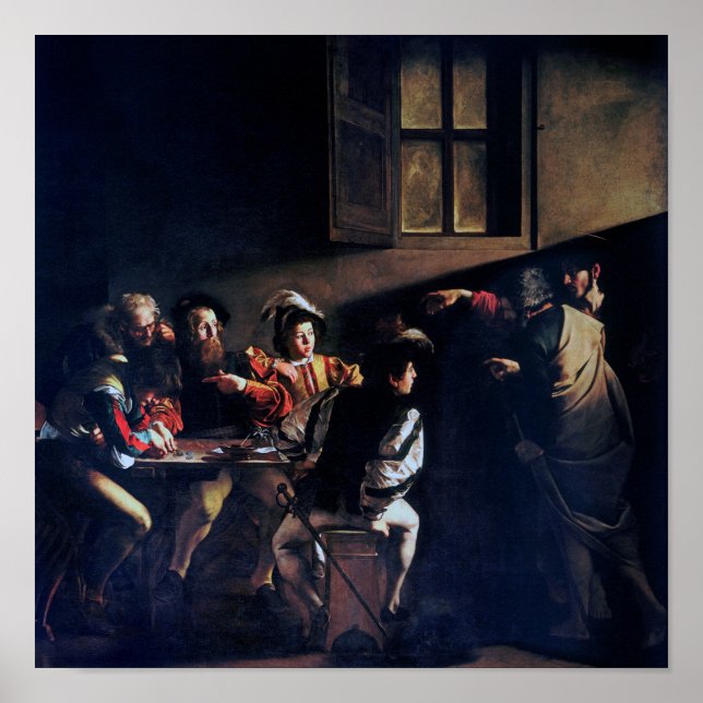 The Calling of Saint Matthew, Caravaggio Poster (Front)