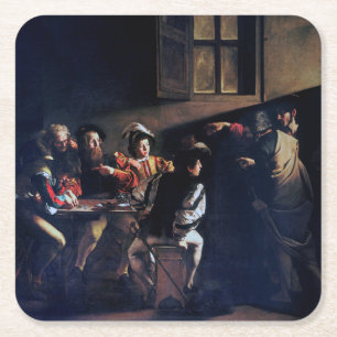 The Calling of Saint Matthew, Caravaggio Square Paper Coaster
