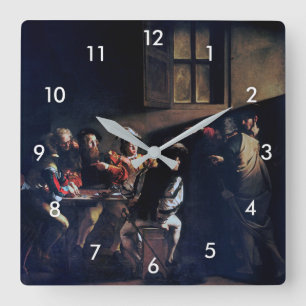 The Calling of Saint Matthew, Caravaggio Square Wall Clock