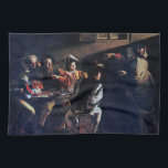 The Calling of Saint Matthew, Caravaggio Tea Towel<br><div class="desc">Caravaggio (29 September 1571 – 18 July 1610) was an Italian painter active in Rome for most of his artistic life. During the final four years of his life he moved between Naples, Malta, and Sicily until his death. His paintings combine a realistic observation of the human state, both physical...</div>