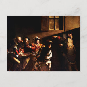 The Calling of St Matthew by Caravaggio (1600) Postcard