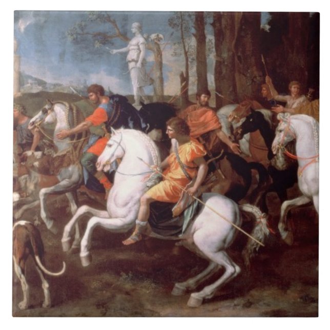 The Calydonian Boar Hunt, 1637-38 Tile (Front)