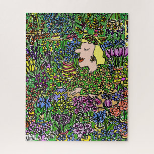 The Camouflaged Florist. Illustration on a Jigsaw Puzzle