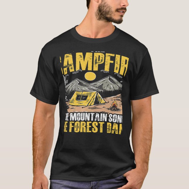 The Campfire Forest Camp Travel Hiking Camper Camp T-Shirt (Front)