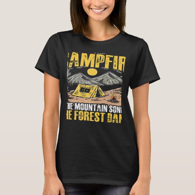 The Campfire Forest Camp Travel Hiking Camper Camp T-Shirt (Front)