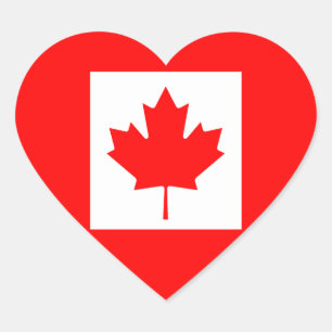 The Canadian Flag - Canada Souvenir Heart Sticker