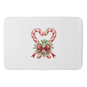 The Candy Cane Heart Bath Mat