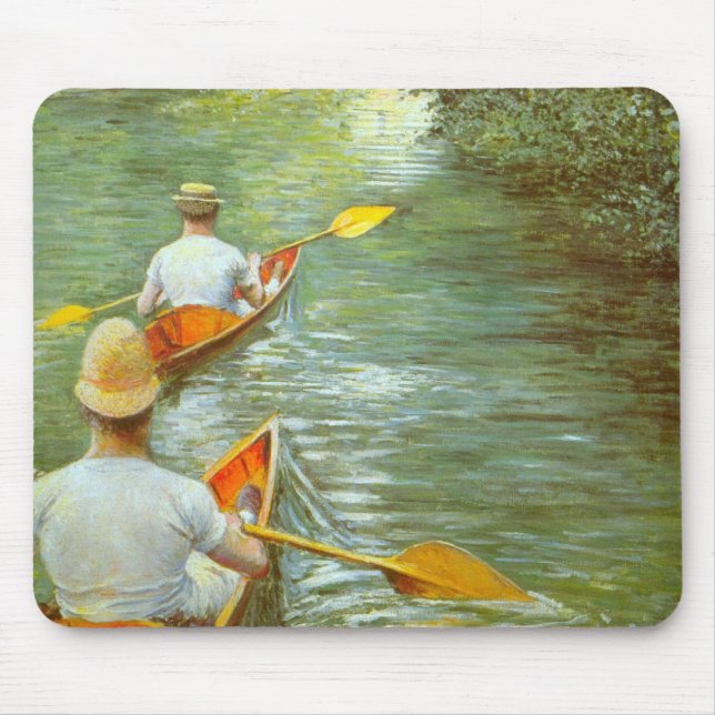 The Canoes, Perissoires by Gustave Caillebotte Mouse Pad (Front)