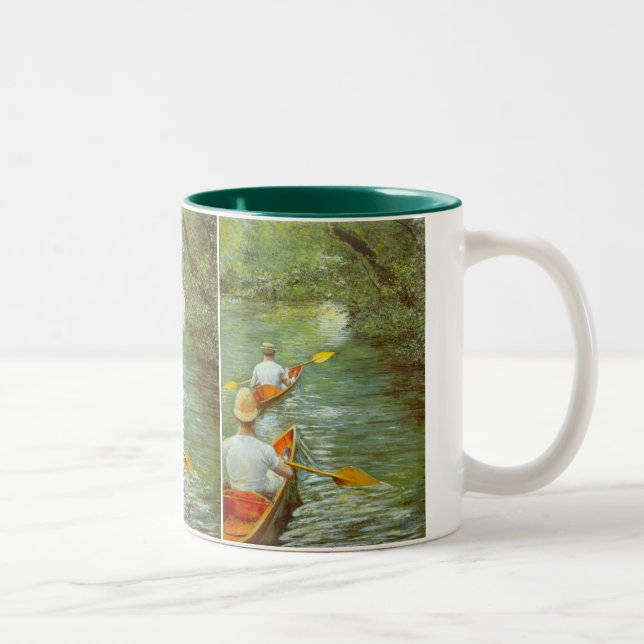 The Canoes, Perissoires by Gustave Caillebotte Two-Tone Coffee Mug (Right)