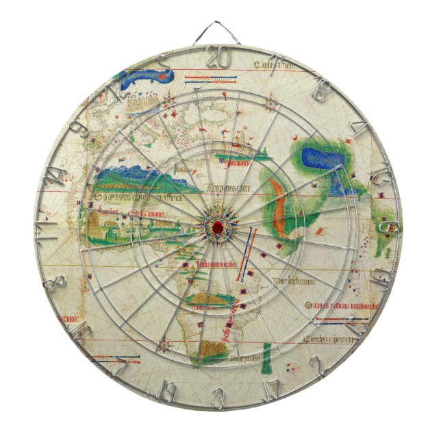 The Cantino Planisphere World Map (1502) Dartboard (Front)