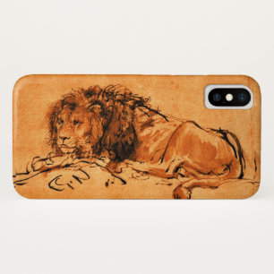 THE CAPE LION LYING DOWN, Antique orange ,Black iPhone X Case