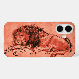 THE CAPE LION LYING DOWN, Antique Red ,Black iPhone 16 Case