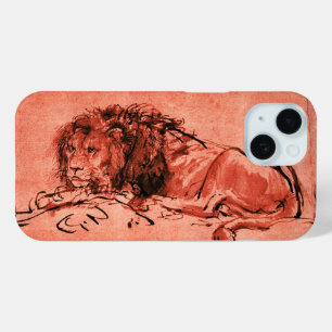 THE CAPE LION LYING DOWN, Antique Red ,Black iPhone 15 Case