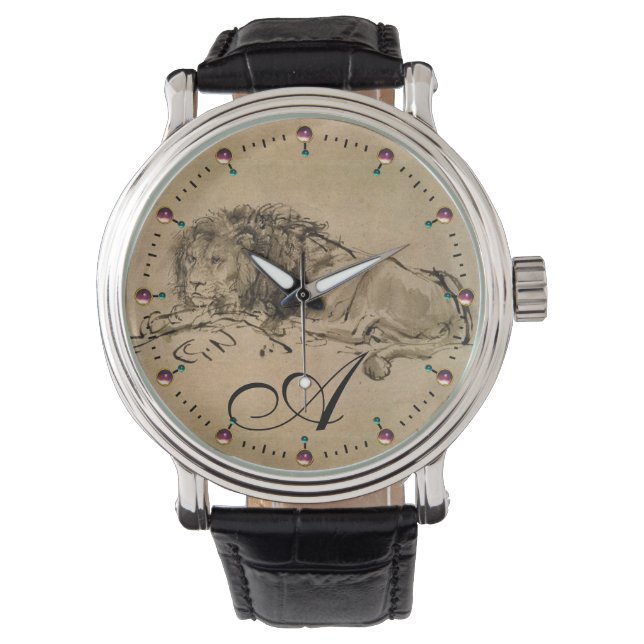THE CAPE LION LYING DOWN, Brown Sepia Monogram Watch (Front)