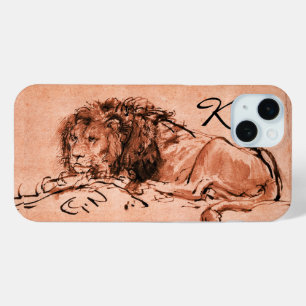 THE CAPE LION LYING DOWN, Pink ,Black Monogram iPhone 15 Mini Case