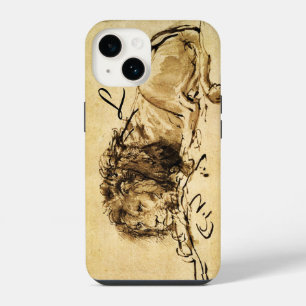 THE CAPE LION LYING DOWN, Sepia ,Black Monogram iPhone Case