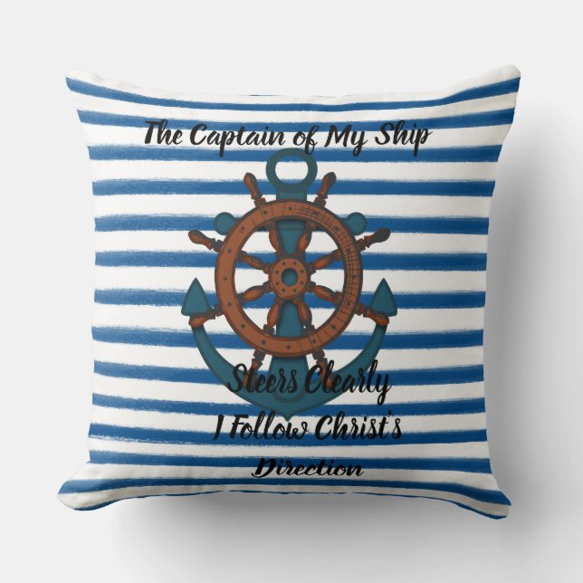 The Captain of My Ship Reversible Pillow (Front)