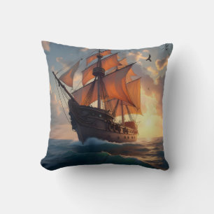 The Captain's Pride – Maritime Ship Art Throw Cushion