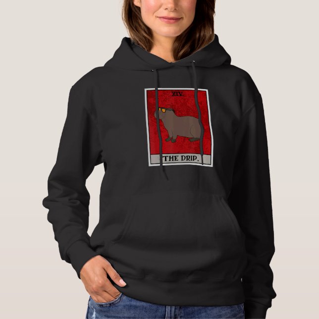 The Capybara Drip Tarot Card Semi Aquatic Big Rode Hoodie (Front)