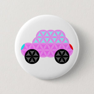 The Car Of Life - Sacred Shapes A3.Pink. 6 Cm Round Badge