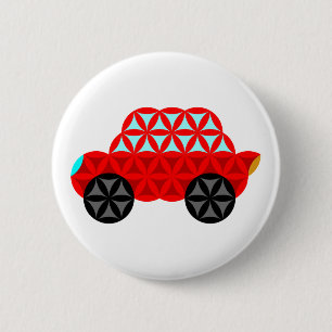 The Car Of Life - Sacred Shapes A3,Red. 6 Cm Round Badge