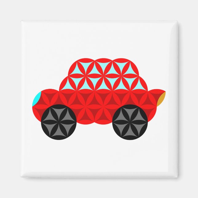 The Car Of Life - Sacred Shapes A3,Red. Magnet (Front)
