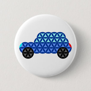 The Car Of Life - Sacred Shapes B1,Blue. 6 Cm Round Badge
