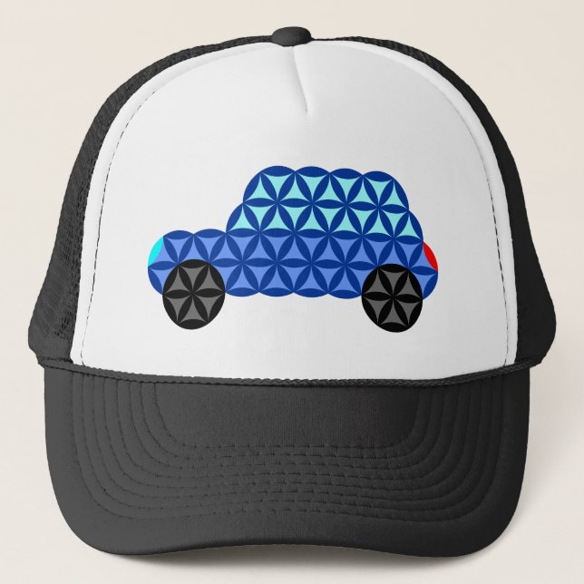 The Car Of Life - Sacred Shapes B1,Blue. Trucker Hat (Front)