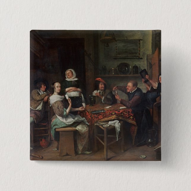 The Card Players 15 Cm Square Badge (Front)