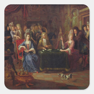 The Card Players, 1699 Square Sticker