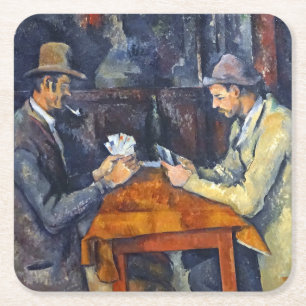 The Card Players, Cezanne Square Paper Coaster
