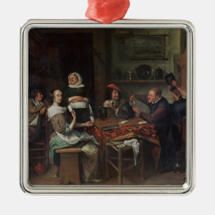The Card Players Metal Ornament